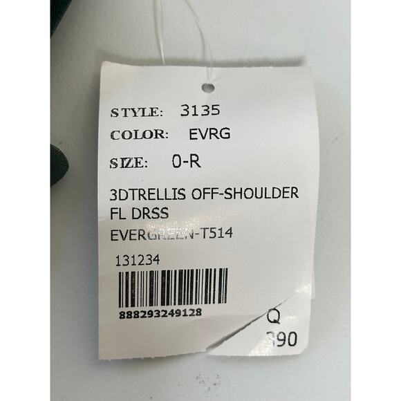 Dessy Collection NWT 3D Embroidered Off Shoulder Green Dress Formal Cocktail 0 - Picture 6 of 8